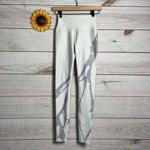 ALO Yoga Women's High-Waisted White Gray Splatter Leggings - Size XS